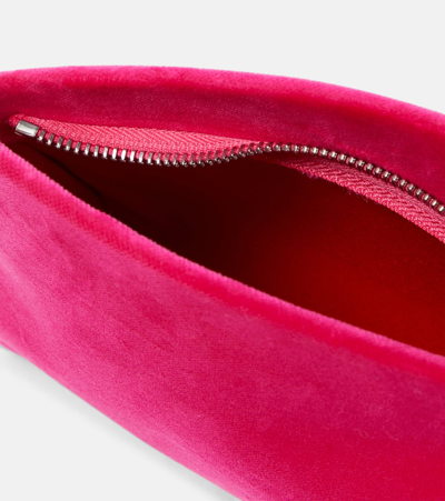 Christian Louboutin Loubitwist Small Cotton Velvet Clutch In Pink