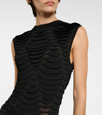 Shop Alaïa Cutout Midi Dress In Black