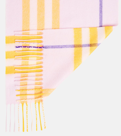 Shop Burberry Checked Wool Scarf In Multicoloured
