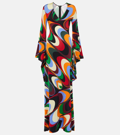 Shop Pucci Onde Jersey Gown In Multicoloured