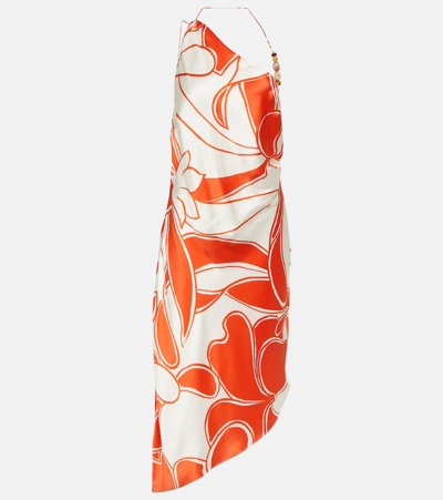 Shop Sir Ramona Printed Silk Midi Dress In Multicoloured