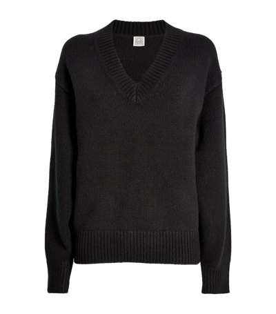 Shop Totême Toteme Wool-cashmere Sweater In Black