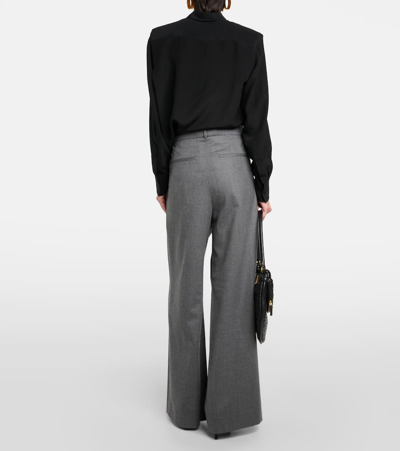 Shop Wardrobe.nyc Low-rise Wool Flannel Wide-leg Pants In Grey