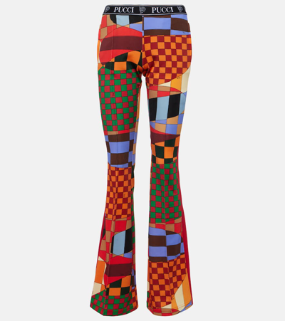 Shop Pucci Giardino Jersey Flared Pants In Multicoloured