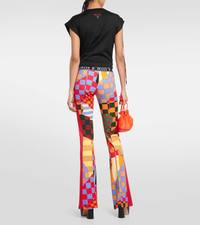 Shop Pucci Giardino Jersey Flared Pants In Multicoloured