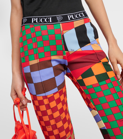 Shop Pucci Giardino Jersey Flared Pants In Multicoloured