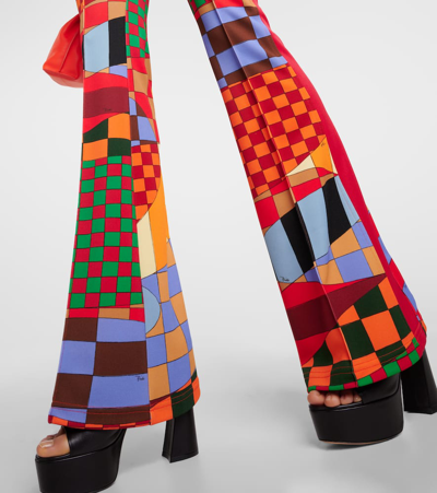 Shop Pucci Giardino Jersey Flared Pants In Multicoloured