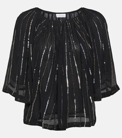 Shop Velvet Barbara Embellished Blouse In Black