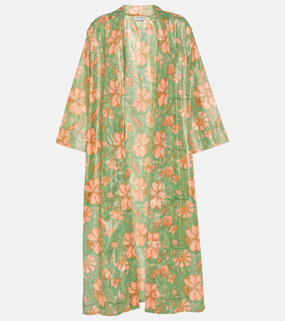 Juliet Dunn Floral Cotton-blend Lamé Beach Cover-up In Multicoloured