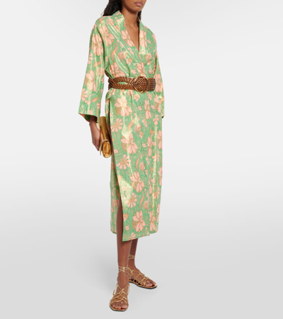 Juliet Dunn Floral Cotton-blend Lamé Beach Cover-up In Multicoloured