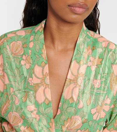 Juliet Dunn Floral Cotton-blend Lamé Beach Cover-up In Multicoloured