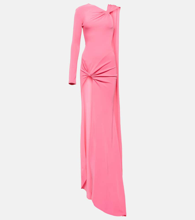 Shop David Koma Asymmetric Draped Gown In Pink