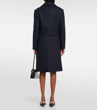 Prada Double-breasted Wool Coat In Blue