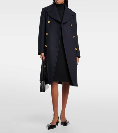 Prada Double-breasted Wool Coat In Blue