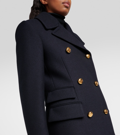 Prada Double-breasted Wool Coat In Blue