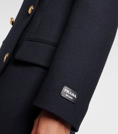 Prada Double-breasted Wool Coat In Blue