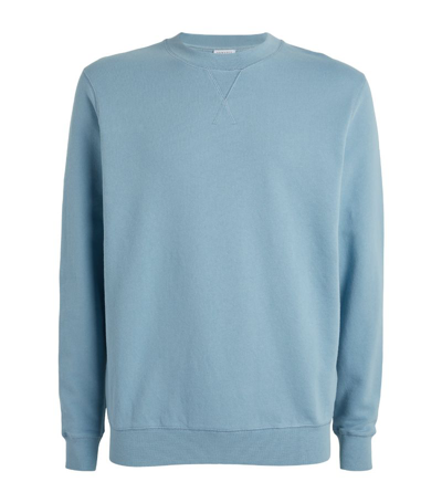 Shop Sunspel Loopback Sweatshirt In Blue