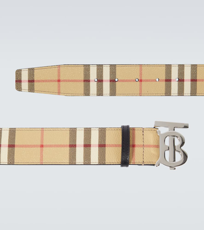 Shop Burberry Tb Monogram Reversible Belt In Multicoloured