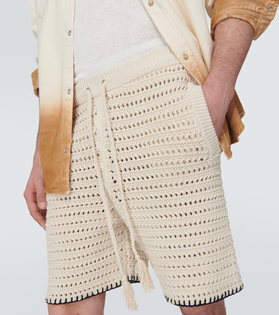 Shop Alanui Rete Crochet Cotton-blend Shorts In White