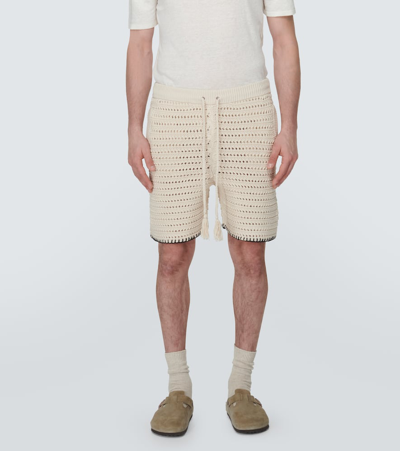 Shop Alanui Rete Crochet Cotton-blend Shorts In White