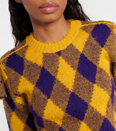 Burberry Ekd Check Knit Tassel-shoulder Crop Sweater In Multicoloured