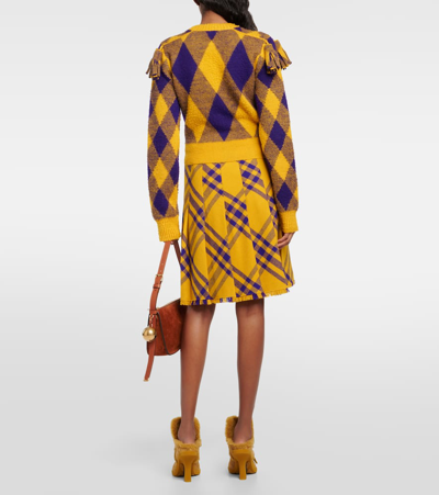 Burberry Ekd Check Knit Tassel-shoulder Crop Sweater In Multicoloured