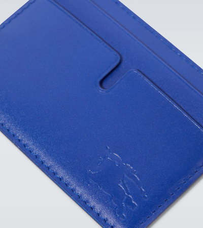 Shop Burberry Ekd Leather Card Holder In Blue