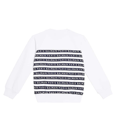Shop Balmain Logo Cotton Jersey Sweatshirt In Multicoloured