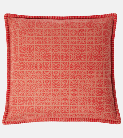 Shop Loewe Anagram Wool Cushion In Multicoloured