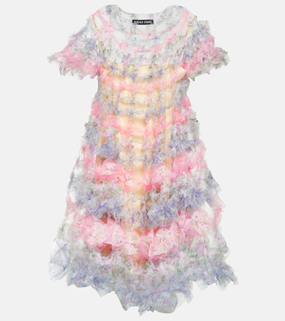 Shop Susan Fang Tulle Midi Dress In Multicoloured