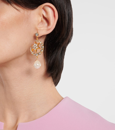 Shop Jennifer Behr Kepler Embellished Gold-plated Drop Earrings