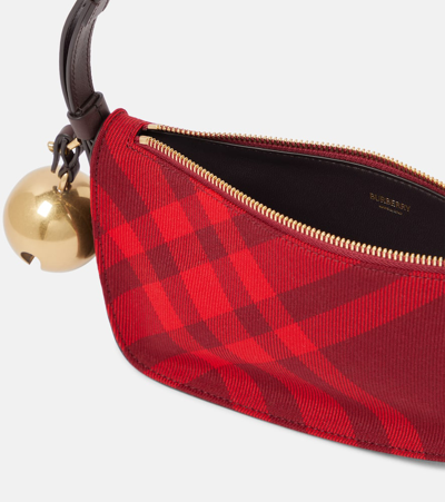 Burberry Mini Shield Check-pattern Shoulder Bag In Red