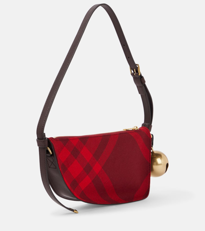 Burberry Mini Shield Check-pattern Shoulder Bag In Red