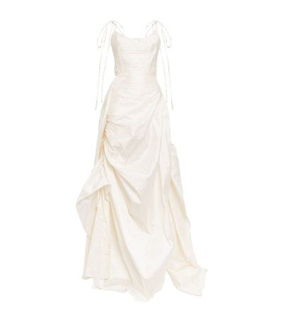 Shop Sandra Mansour Ruffled Cassandra Gown In Ivory