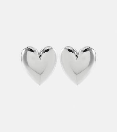 Shop Jennifer Fisher Puffy Heart 10kt Gold-plated Earrings In Silver