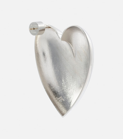 Shop Jennifer Fisher Puffy Heart 10kt Gold-plated Earrings In Silver