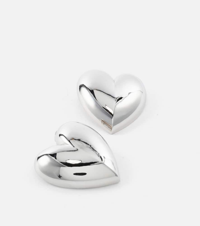 Jennifer Fisher Puffy Heart 14kt White Gold Earrings In Silver