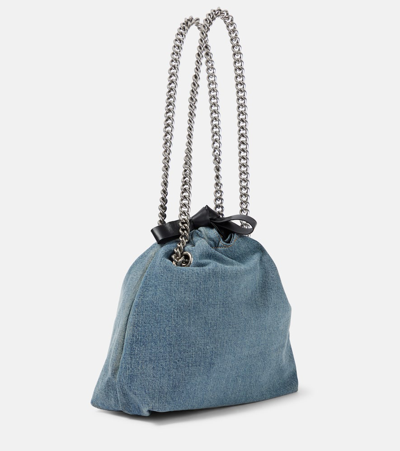 Balenciaga Crush Small Denim Tote Bag In Blue