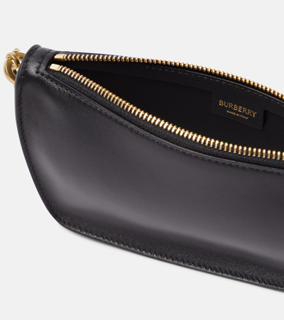 Shop Burberry Shield Micro Leather Shoulder Bag In Black