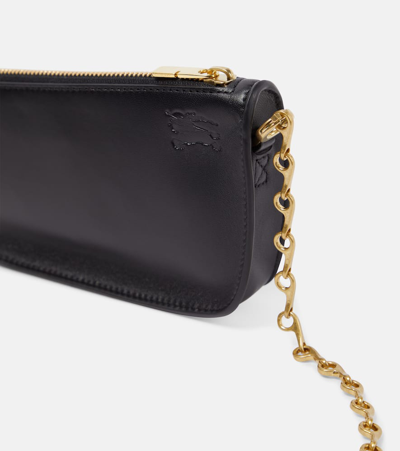 Burberry Womens Black Shield Micro Leather Cross-body Bag In Black