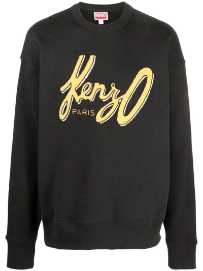 Shop Kenzo Archive Oversized Logo Cotton Sweatshirt In Black