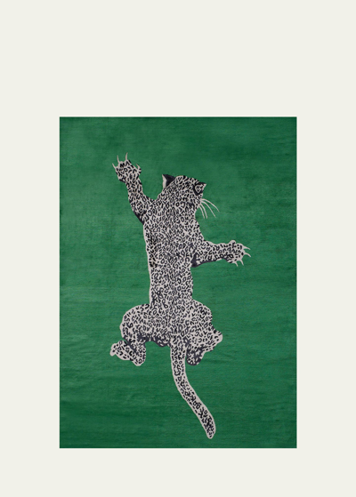 The Rug Company X Diane Von Furstenberg Climbing Leopard Hand-knotted Rug, 8' X 10' In Emerald Green