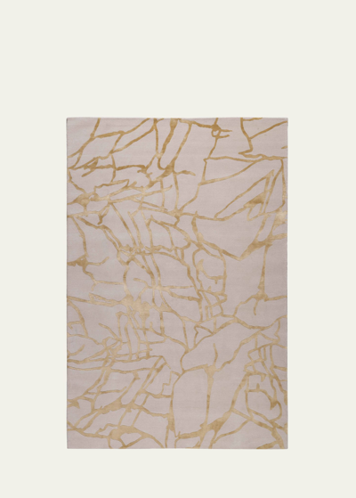 Shop The Rug Company X Kelly Wearstler Tracery Gold Hand-knotted Rug, 6' X 9' In Cream, Gold