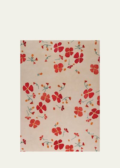 Shop The Rug Company X Rodarte California Poppy Hand-knotted Rug, 8' X 10' In Red, Ivory