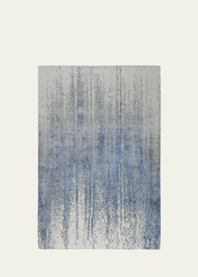 The Rug Company X Adam Hunter Wisteria Hand-knotted Rug, 6' X 9' In Blue, Cream