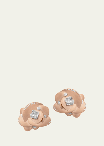Shop Boghossian Rose Gold Desert Rose Diamond Stud Earrings
