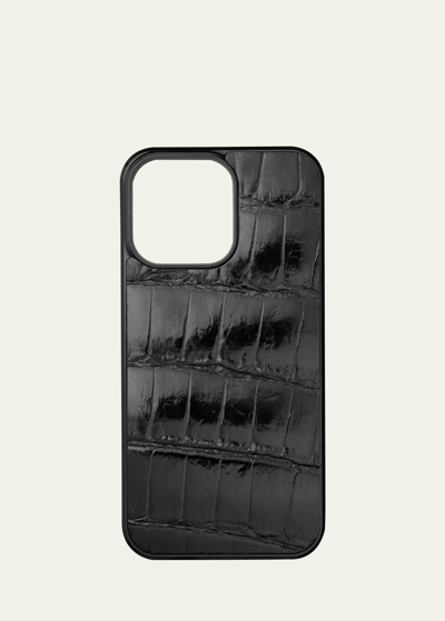 Shop Abas Men's Iphone 14 Pro Max Alligator Phone Case In Black