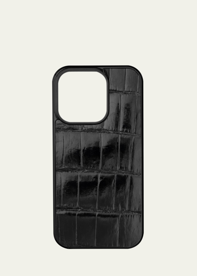 Shop Abas Men's Iphone 14 Pro Alligator Phone Case In Black
