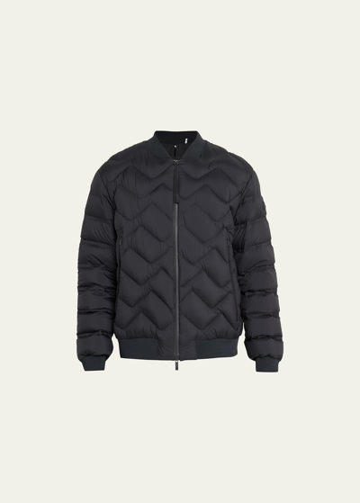 Shop Moncler Men's Ubac Diagonal Quilt Bomber Jacket In Black