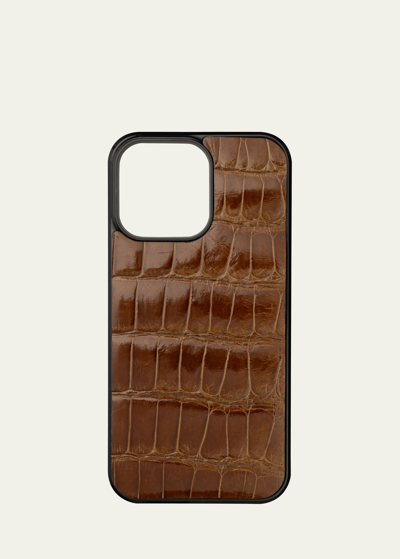 Shop Abas Men's Iphone 14 Pro Max Alligator Phone Case In Cognac